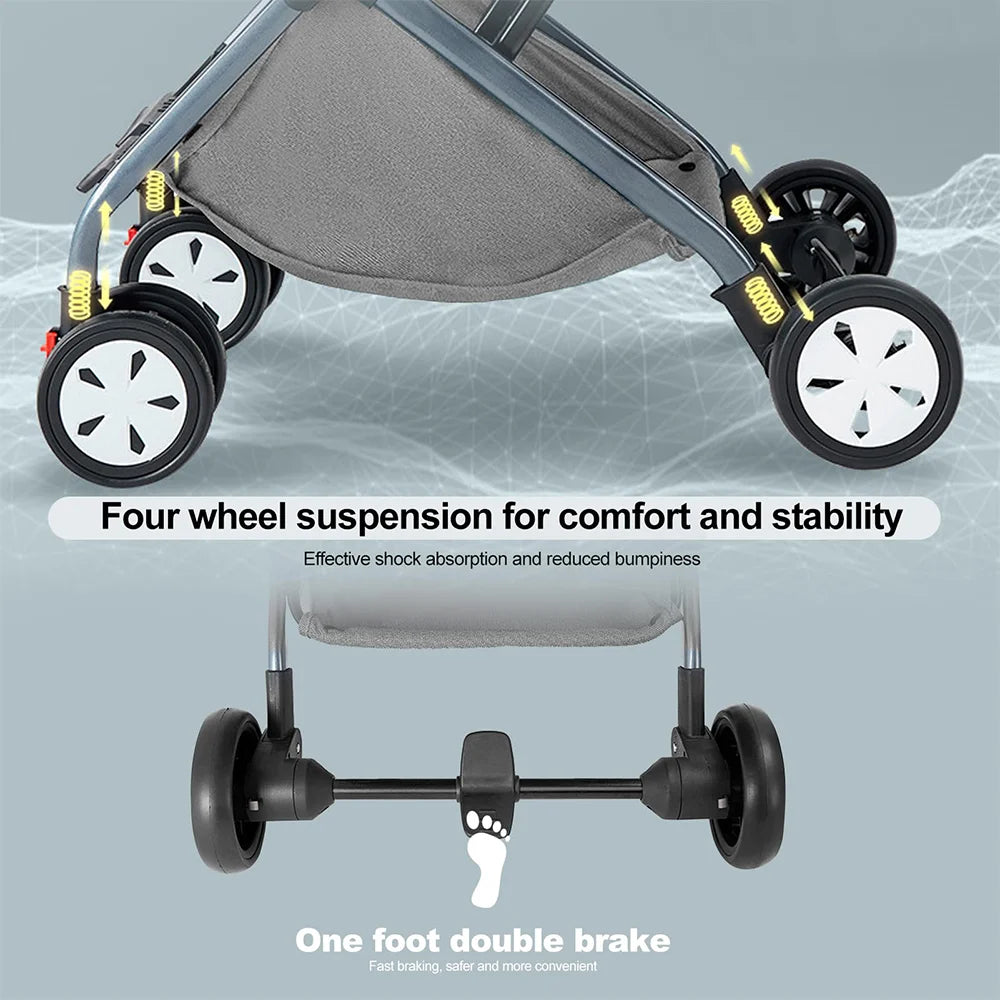 Lightweight Baby Stroller For Travel With 5 Point Harness