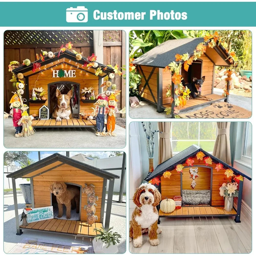 Guangbai Outdoor Dog House Weatherproof Wooden Shelter