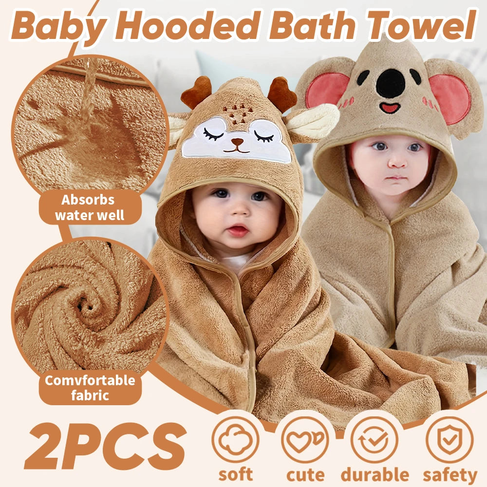Soft Hooded Baby Towels for Newborns and Toddlers Cartoon Pattern