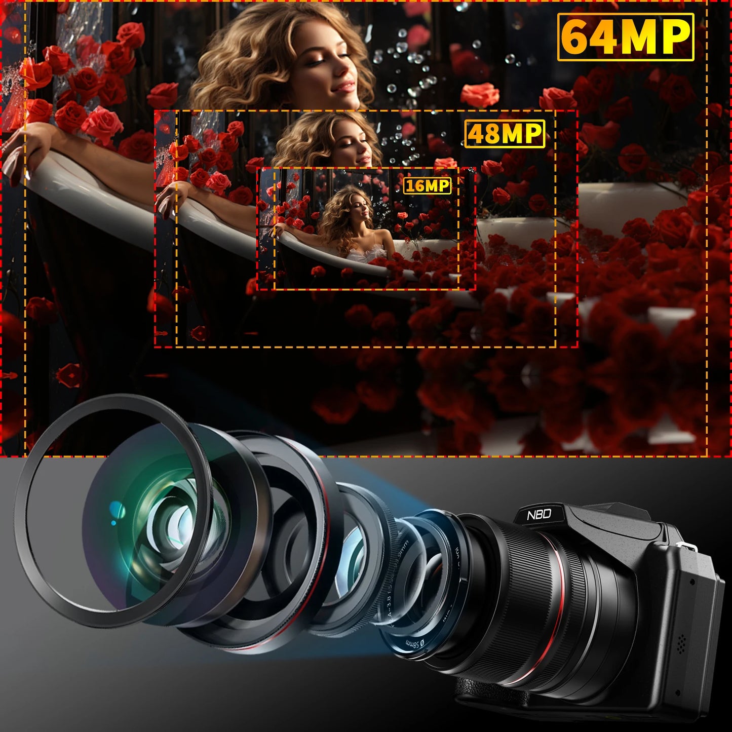 NBD 64MP Camera With 16x Optical Zoom WiFi App Control