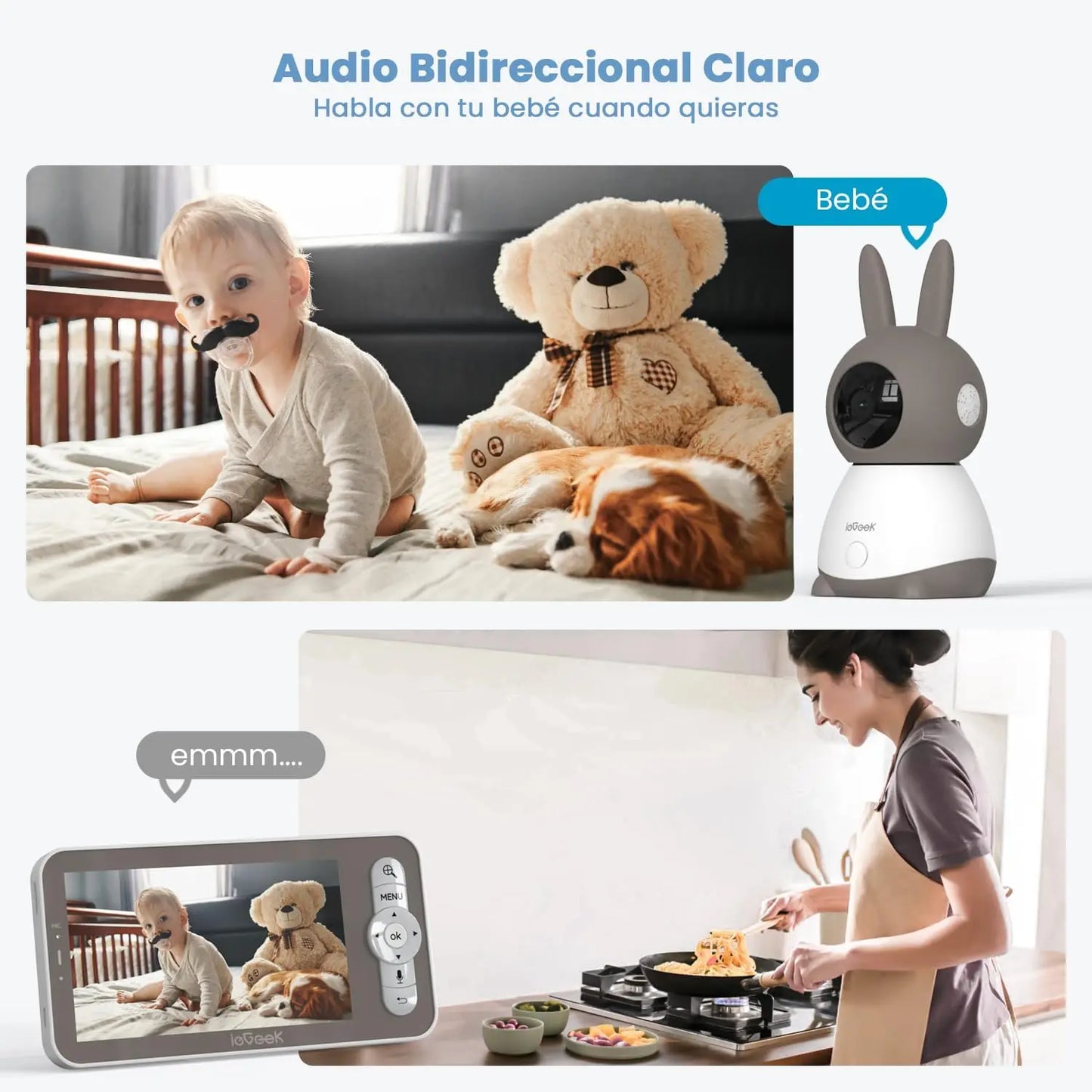 IEGEEK Baby Surveillance Camera 2K 3MP PTZ Dual Screen
