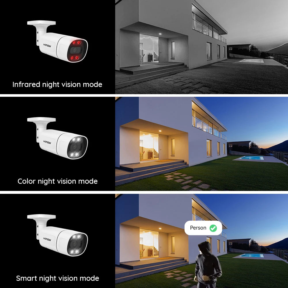 H.VIEW 4K 5MP 8MP PoE CCTV Security Camera System Kit