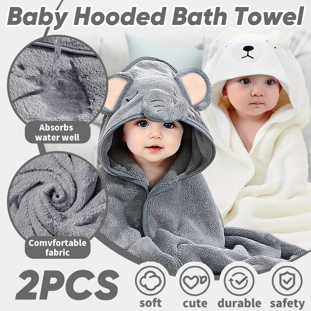 Soft Hooded Baby Towels for Newborns and Toddlers Cartoon Pattern