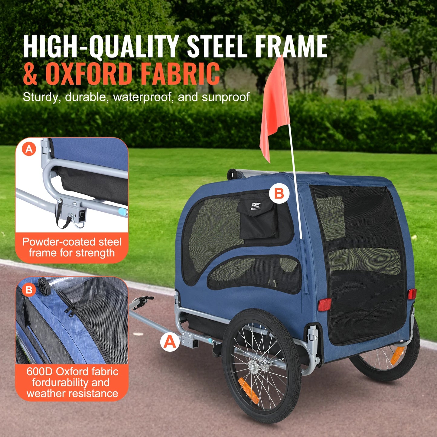 SucceBuy Pet Cart Bicycle Carrier Dog Bike Trailer Travel