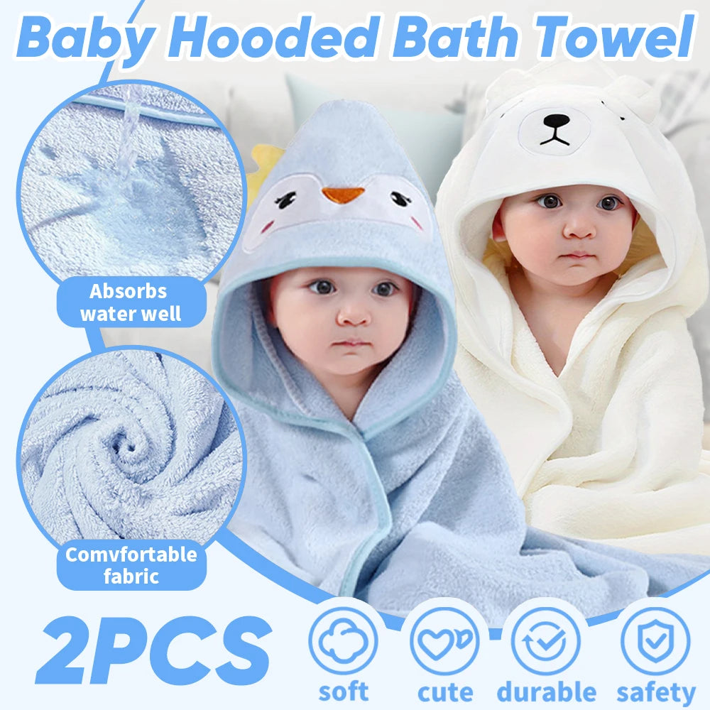 Soft Hooded Baby Towels for Newborns and Toddlers Cartoon Pattern
