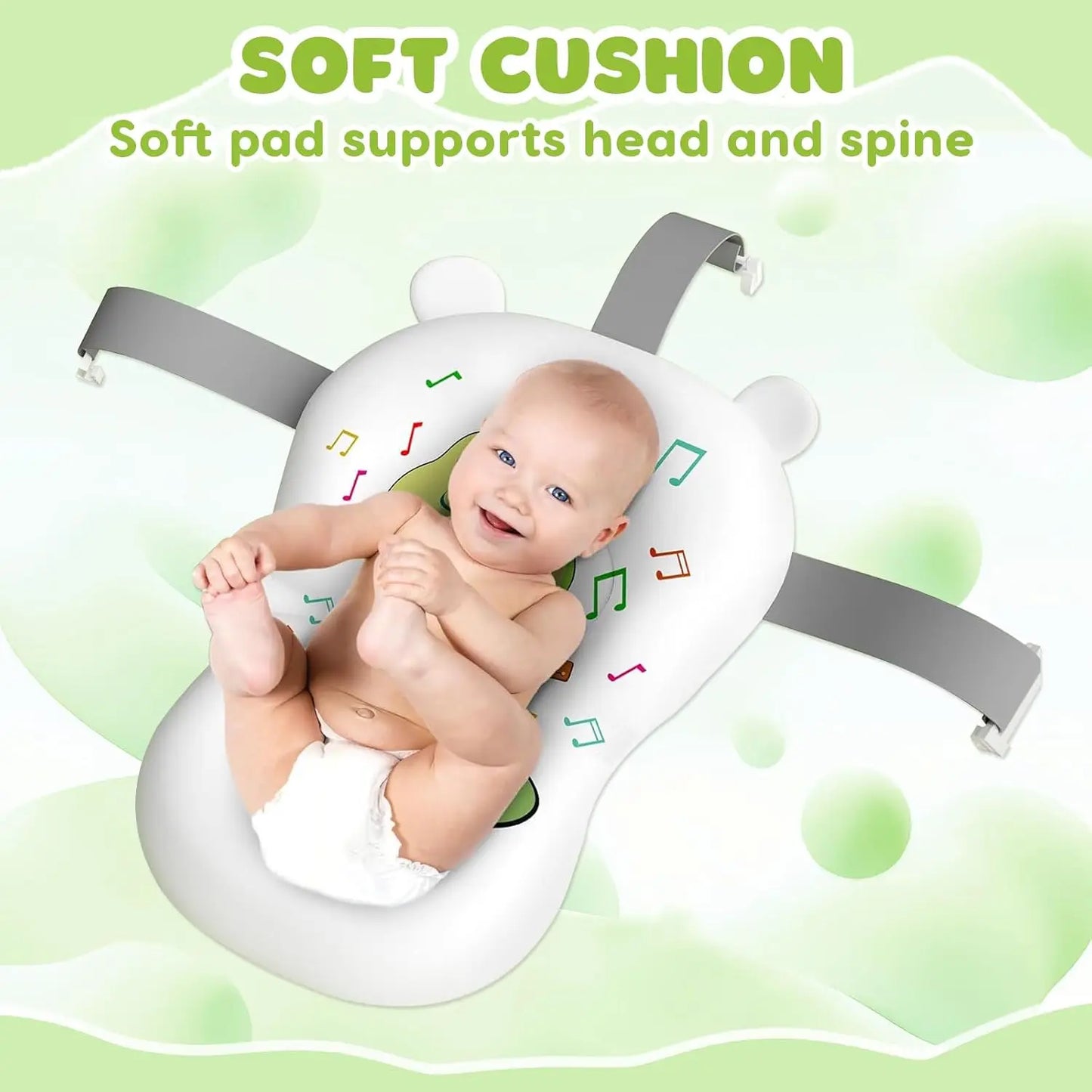 Baby Bath Tub with Bath Cushion and Thermometer