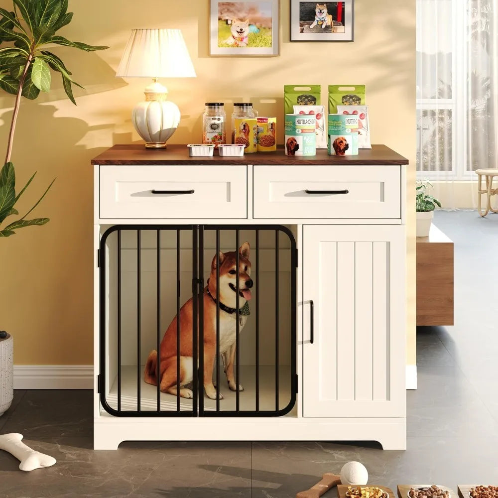 Hign-concerned Dog Crate Furniture Kennel With Storage