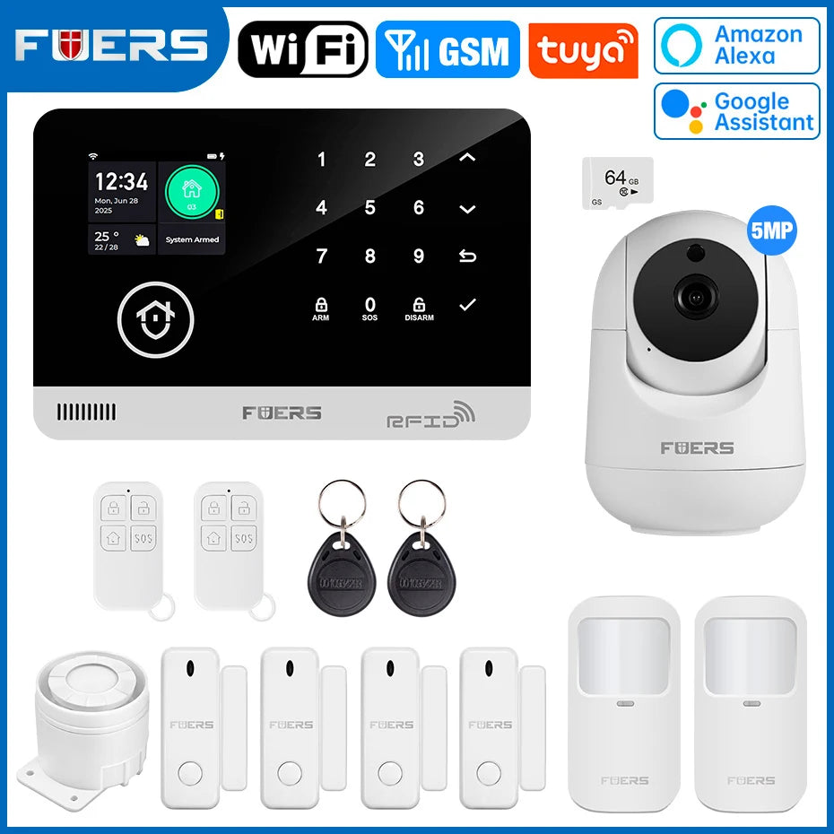 Fuers Home Alarm System With WiFi GSM Door Motion Sensor