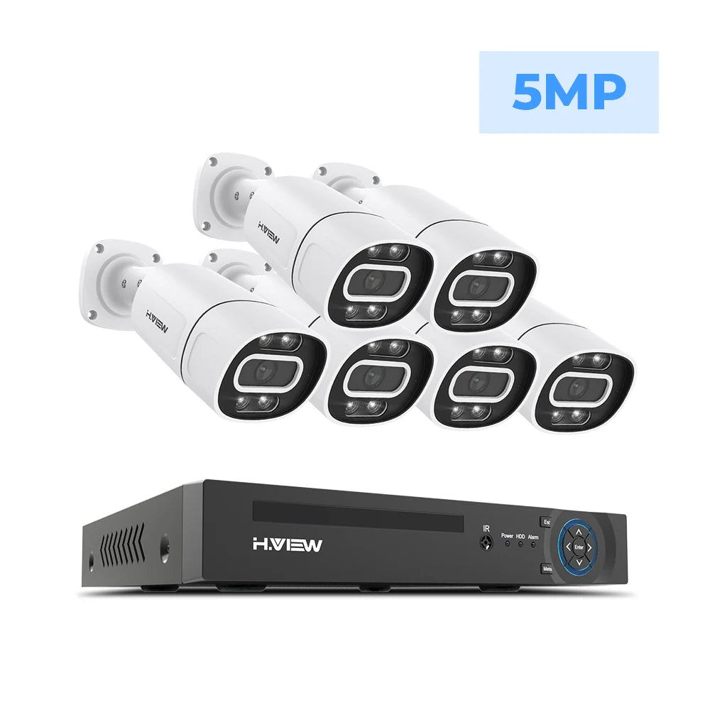 H.VIEW 4K 5MP 8MP PoE CCTV Security Camera System Kit