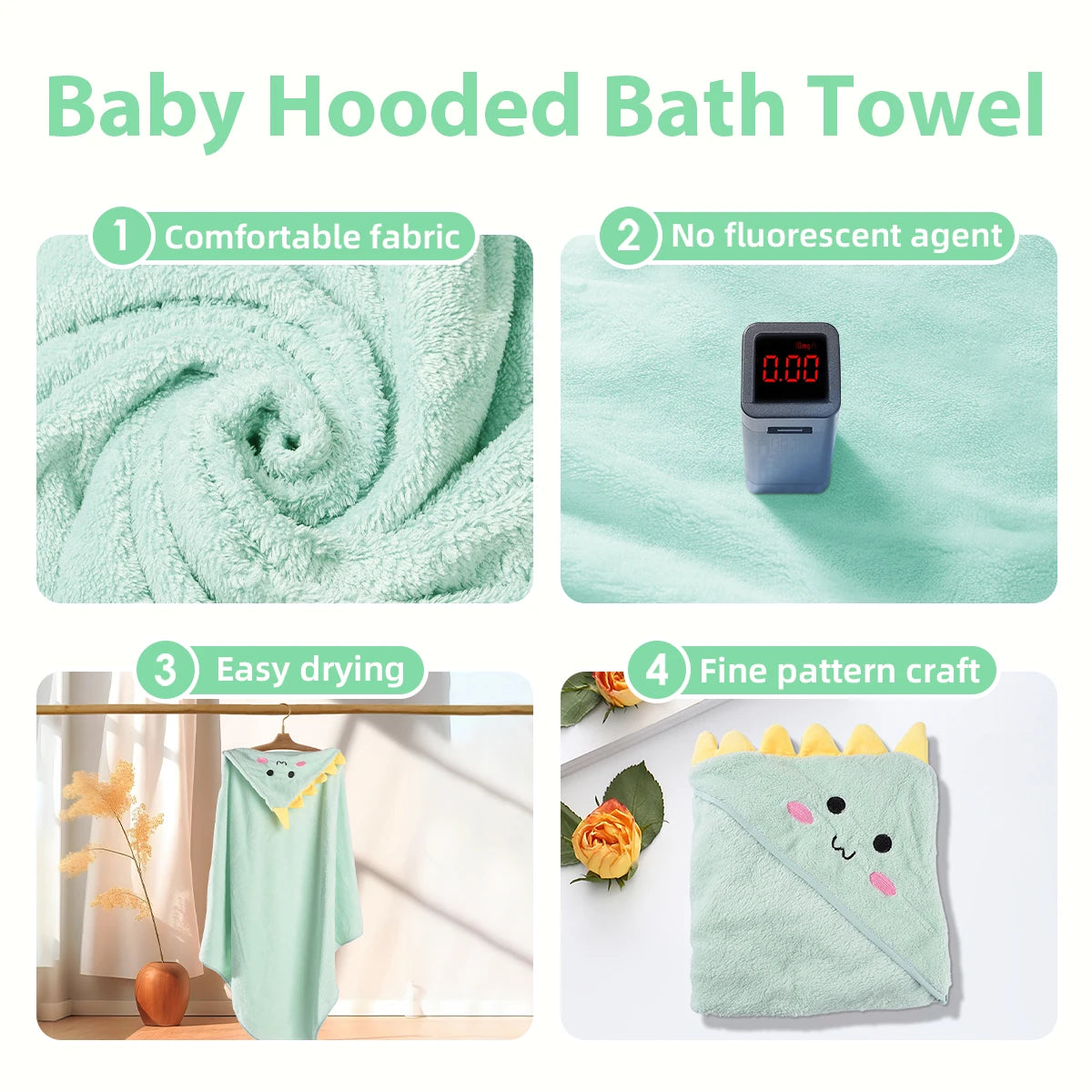 Soft Hooded Baby Towels for Newborns and Toddlers Cartoon Pattern