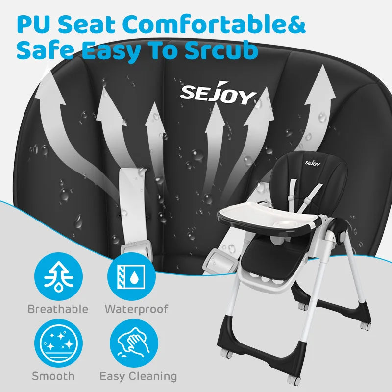 Sejoy Foldable High Chair for Infants and Toddlers Portable