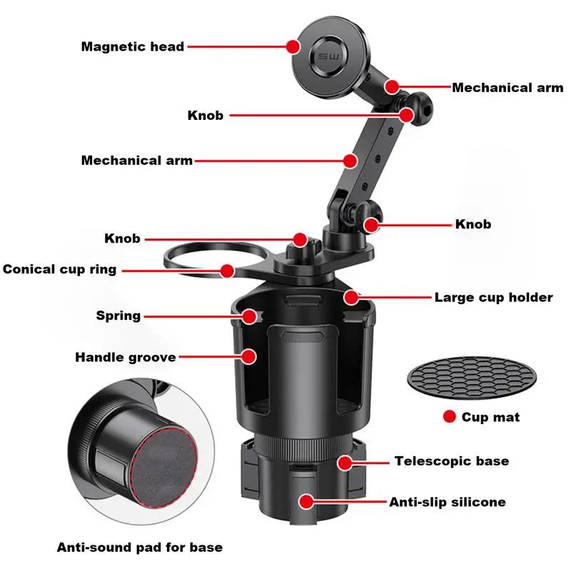 Tmddotda Car Cup Holder Phone Mount Dual Cup Holders