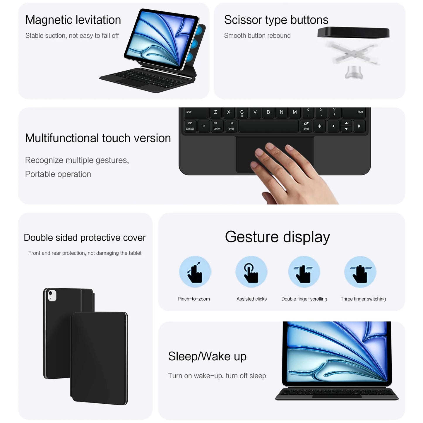 AJIUYU Magic Keyboard Case iPad Pro And Air Backlit