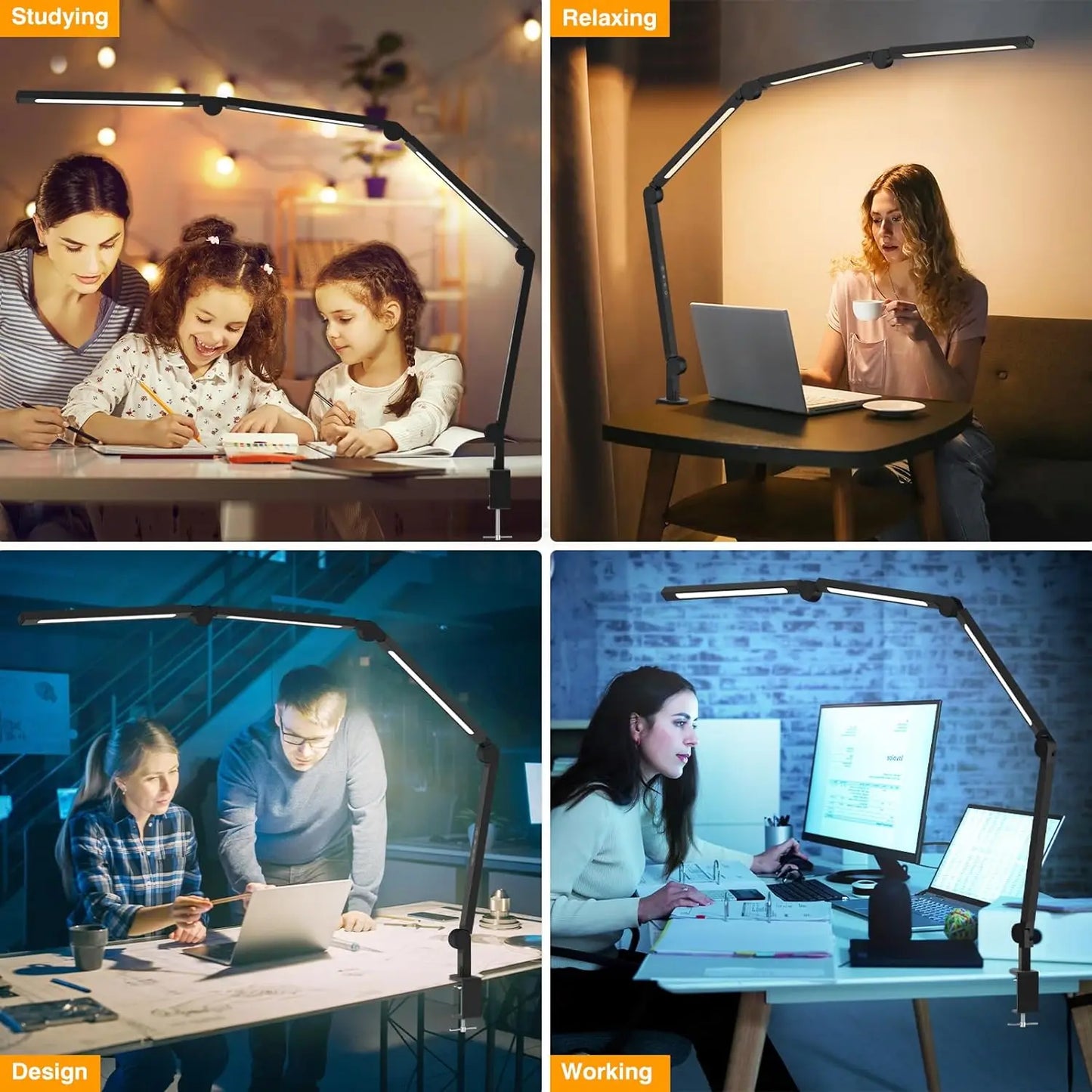 Aiopp LED Desk Lamp with Clip and Flexible Multi-Angle Design