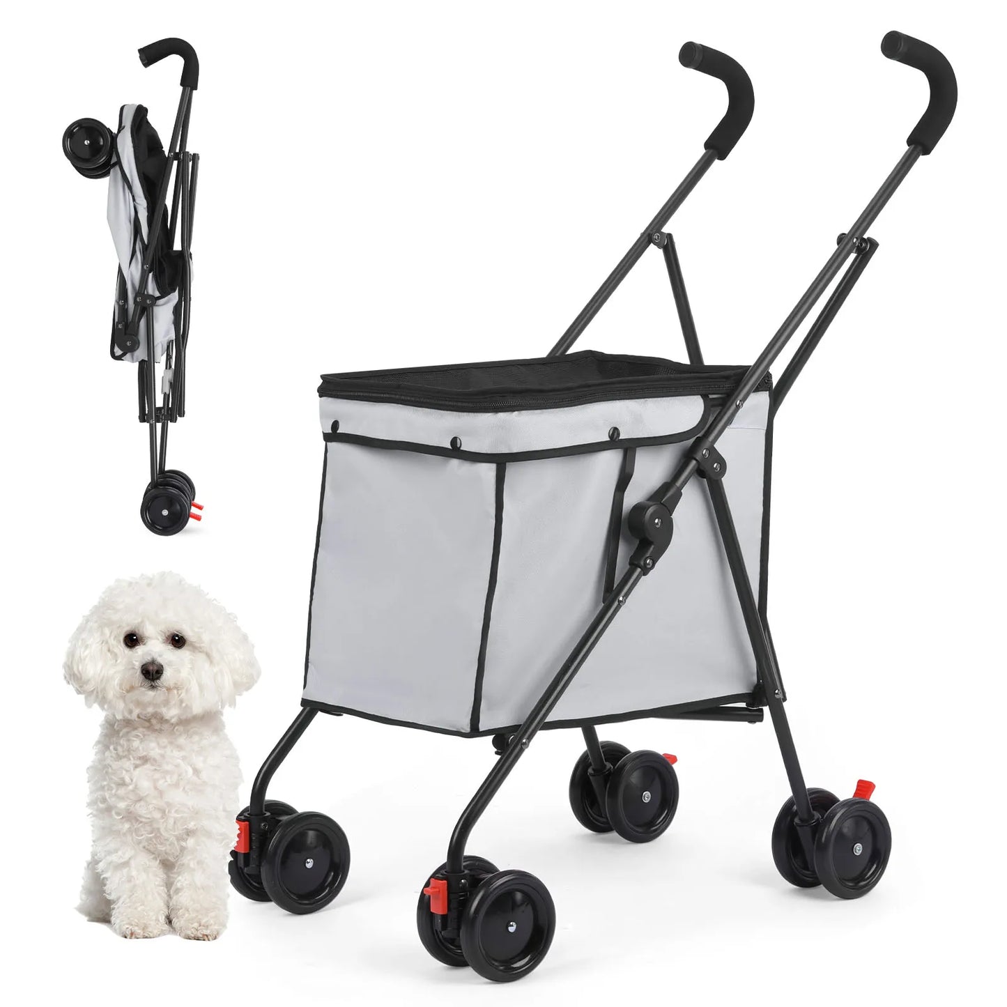 Wedyvko Shopping Trolley Dog Stroller 33lbs Four Wheel Cart