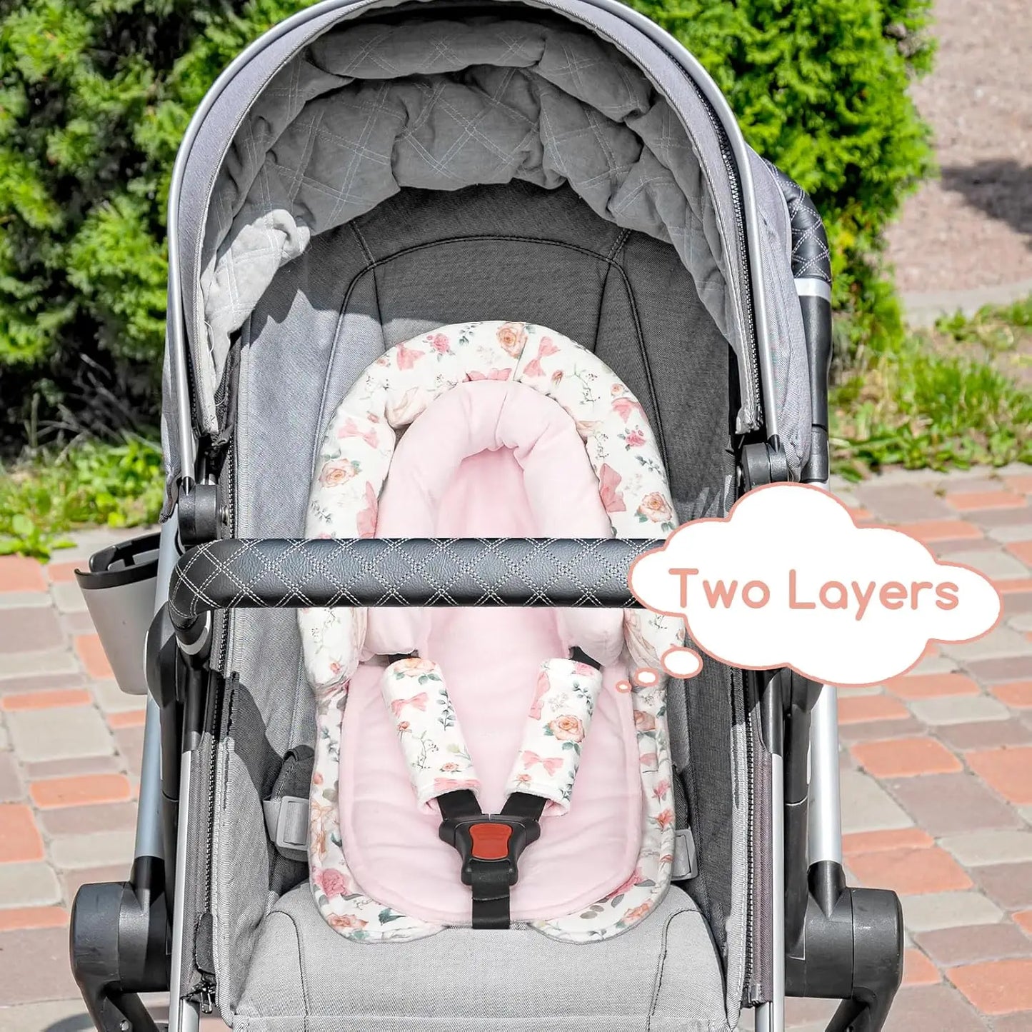 Infant Car Seat Head and Body Support Pillow With Straps