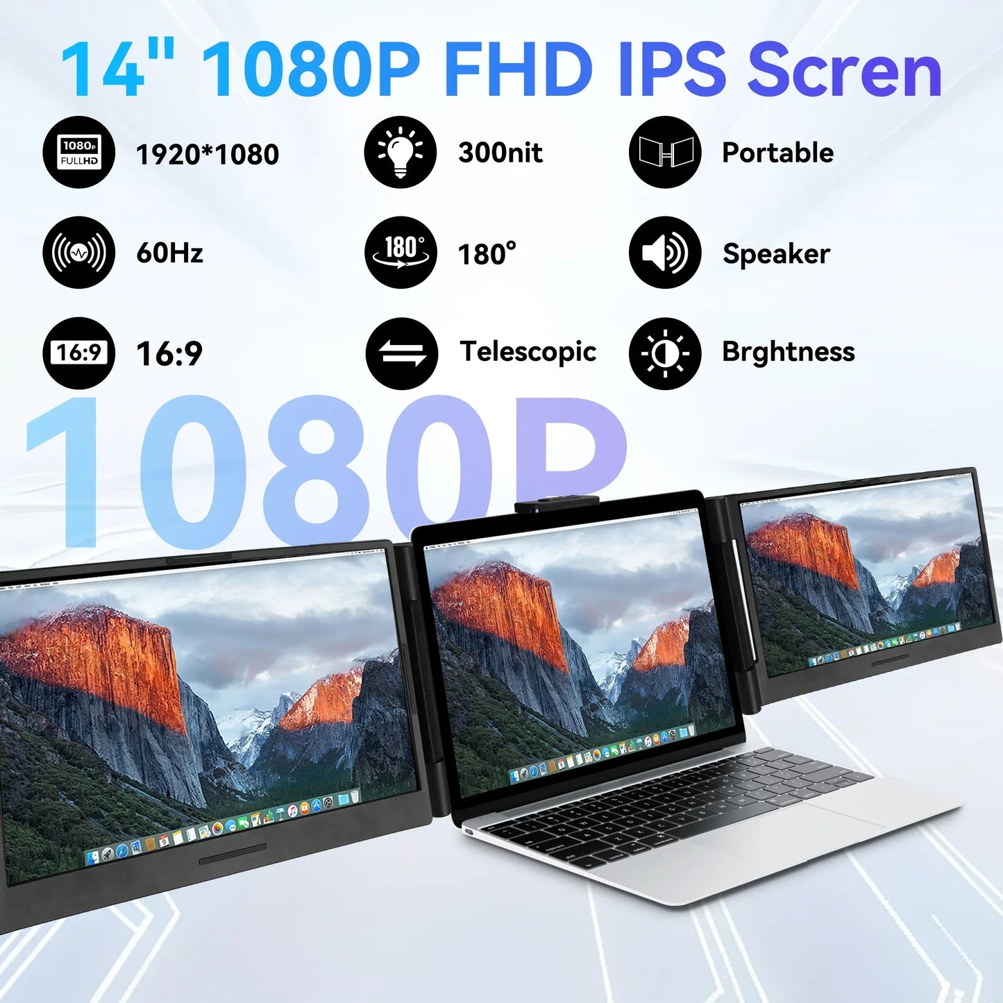 URAOD Dual Portable Monitors 1080P IPS HDMI DP Windows Mac Android