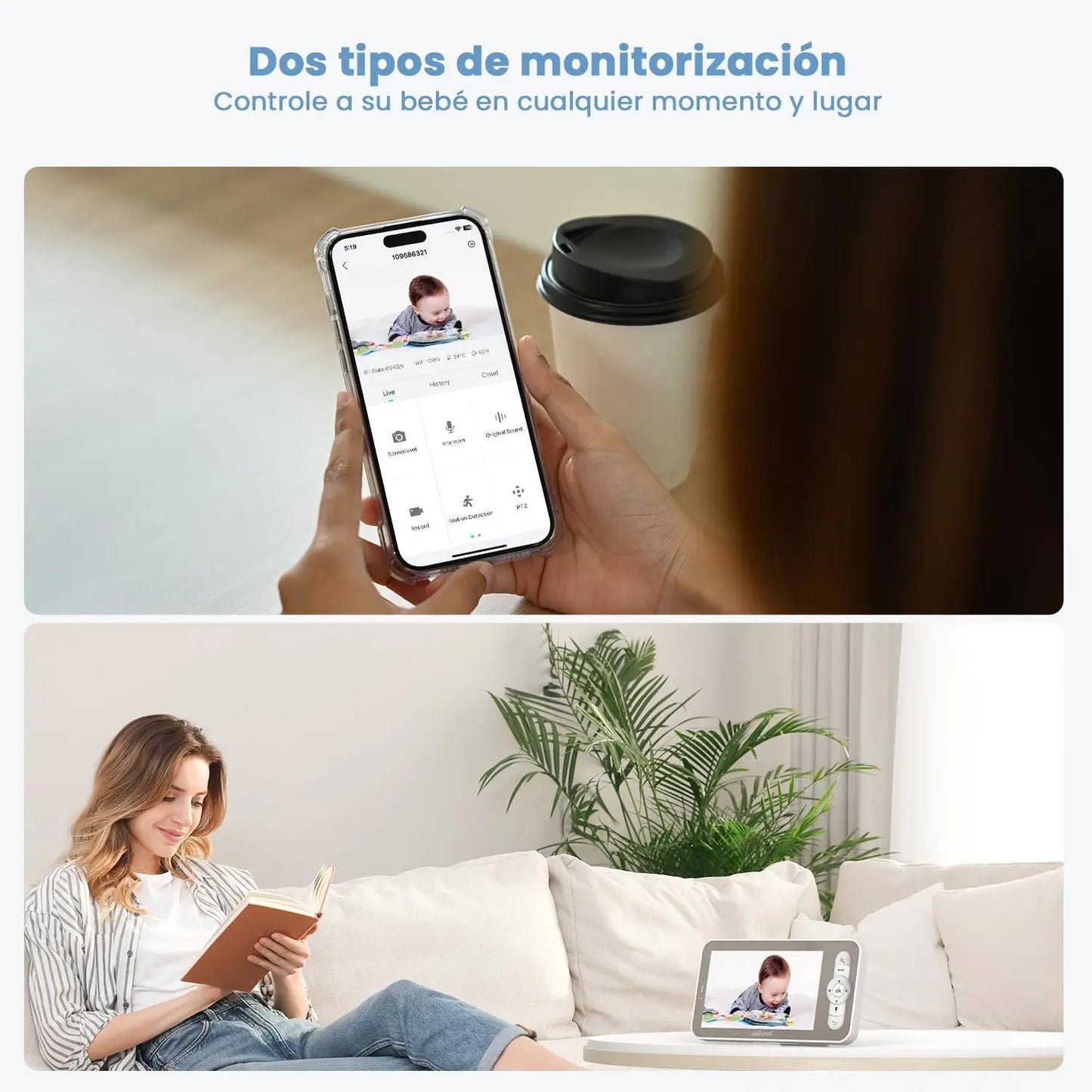 IEGEEK Baby Surveillance Camera 2K 3MP PTZ Dual Screen