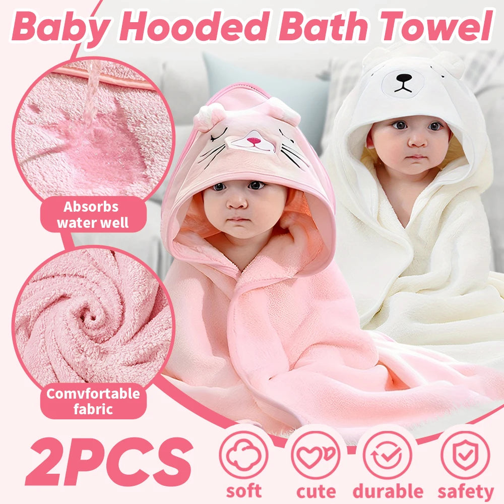 Soft Hooded Baby Towels for Newborns and Toddlers Cartoon Pattern