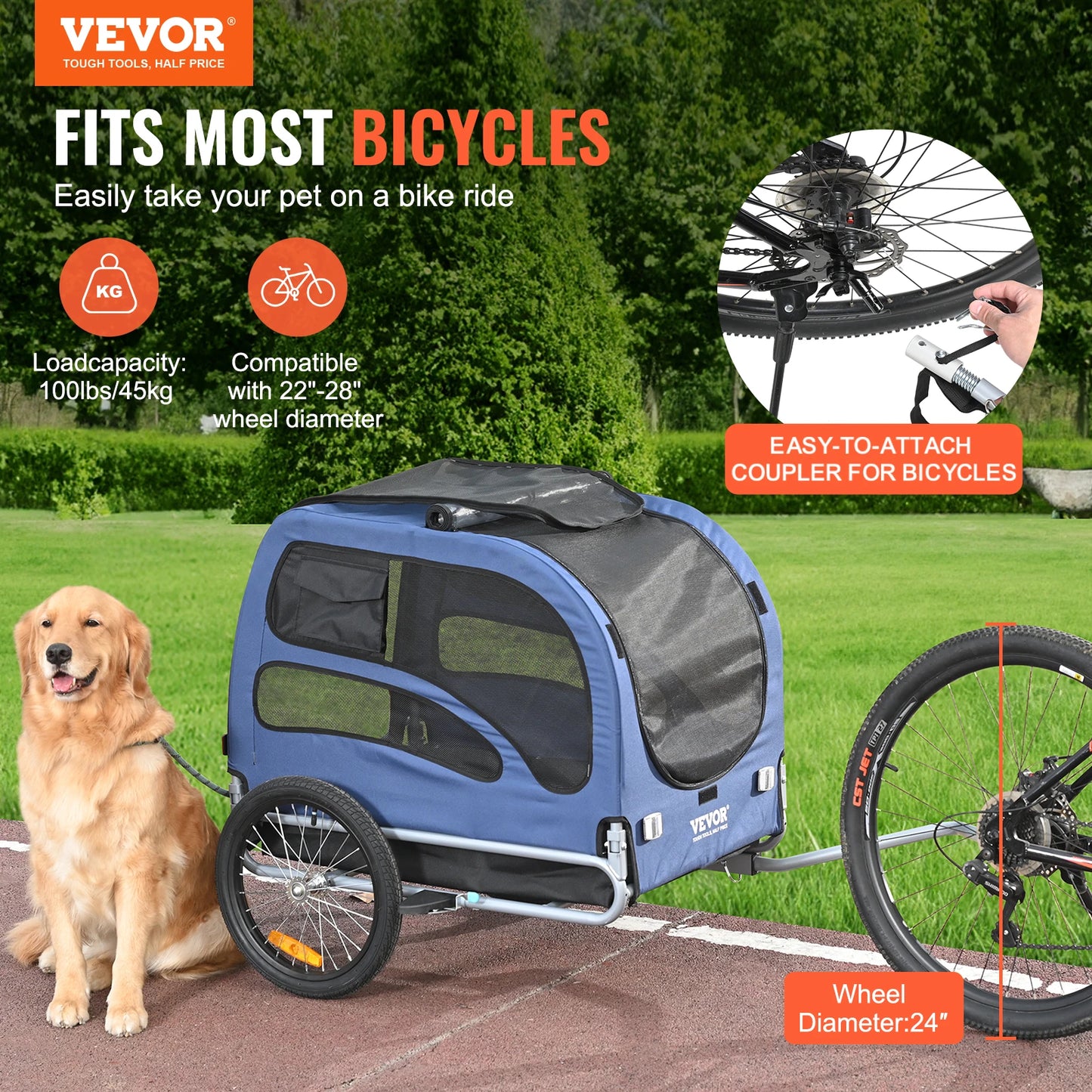 SucceBuy Pet Cart Bicycle Carrier Dog Bike Trailer Travel