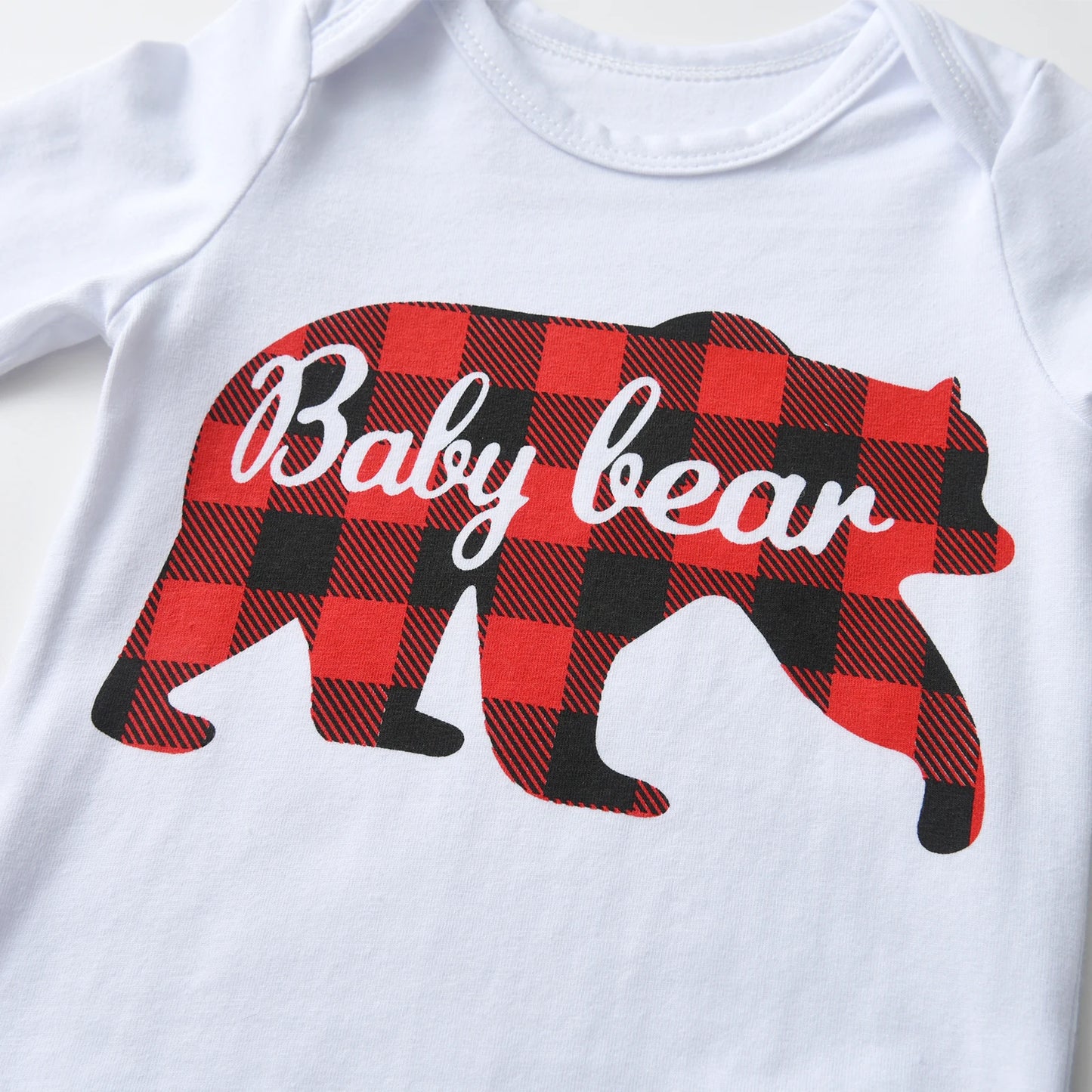 Newborn Baby Boy Bear Print Clothes Set Romper Top Pants Hat Outfit