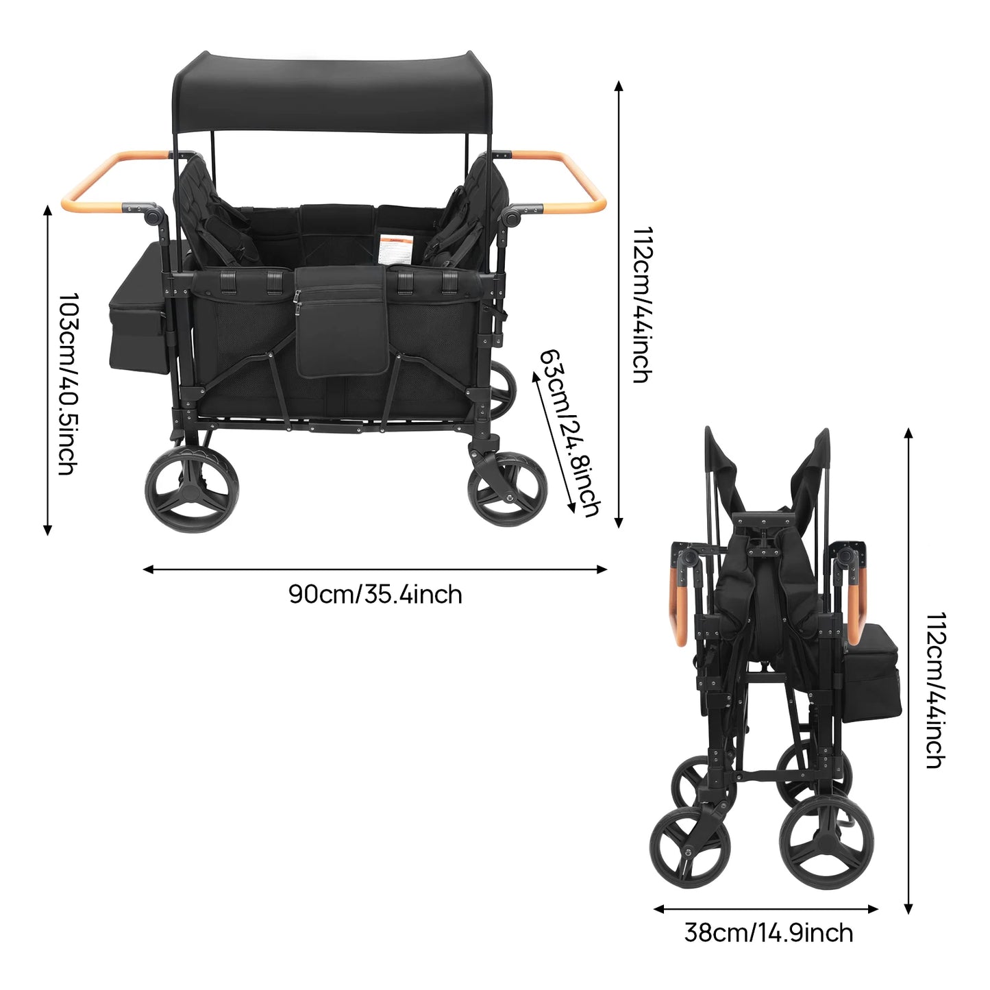 4 Seat Baby Wagon Stroller With Lockable Wheels For Beach