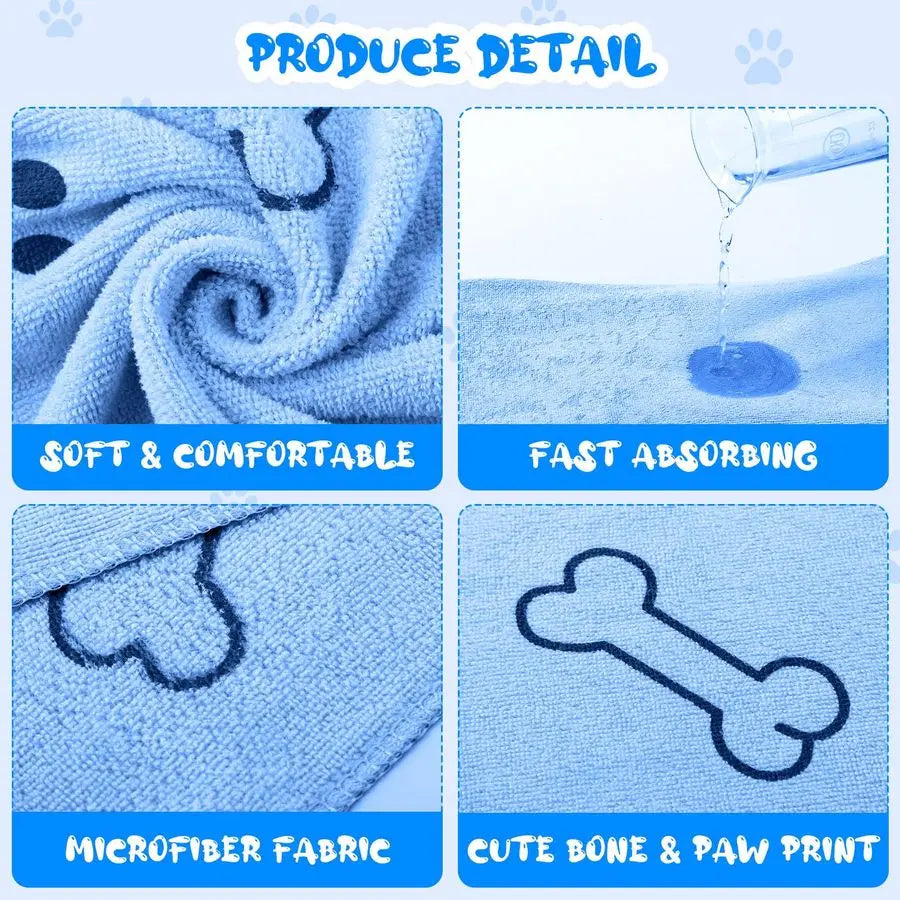 12 Pack Microfiber Dog Grooming Towels Quick Dry Absorbent Bath