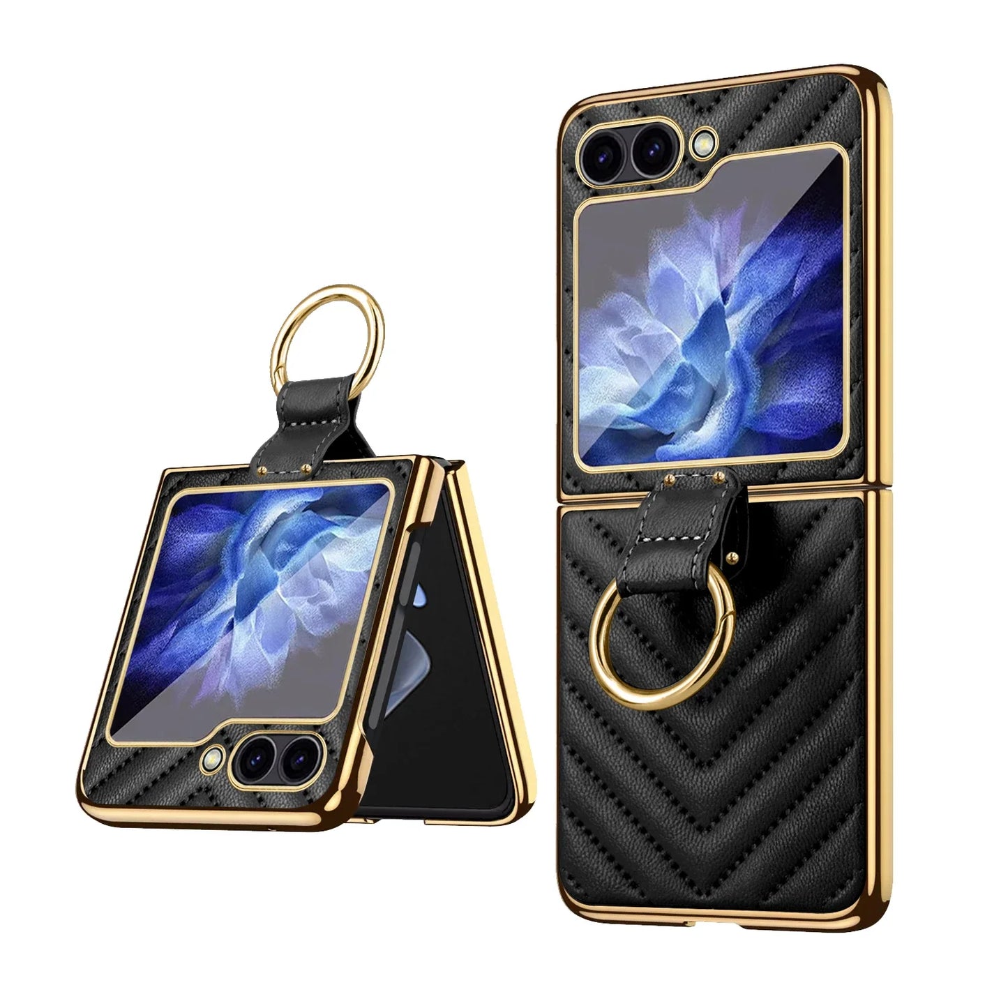 Samsung Galaxy Z Flip Ring Holder Kickstand Leather Case