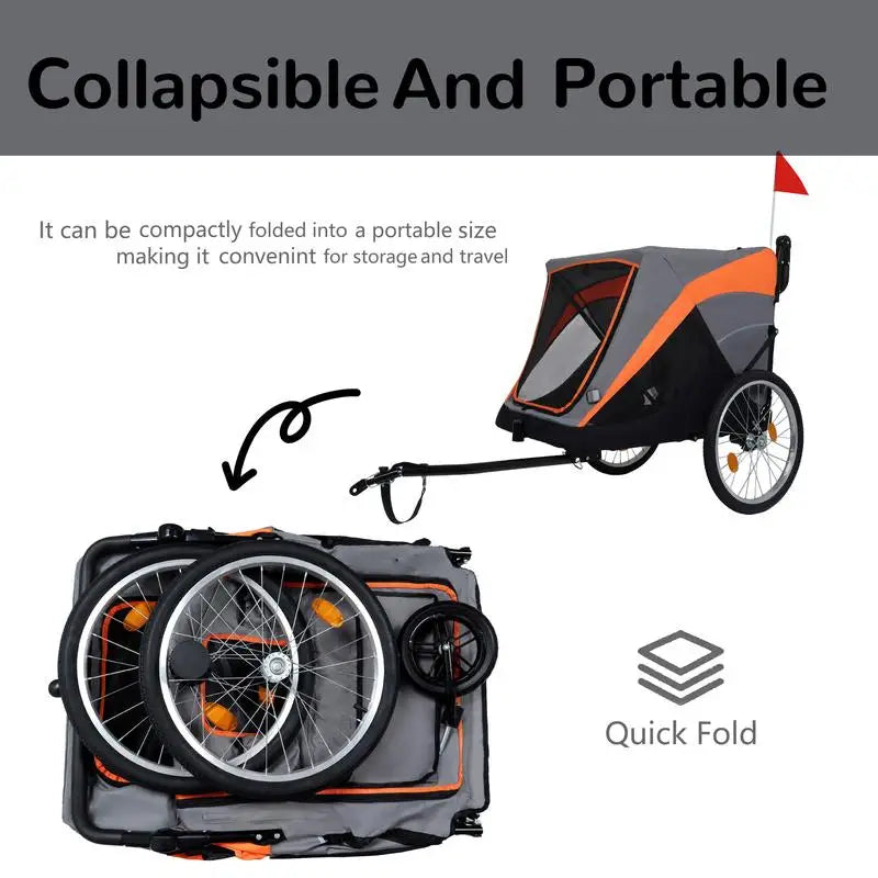 2 In 1 Pet Trailer And Stroller With Detachable Hitch
