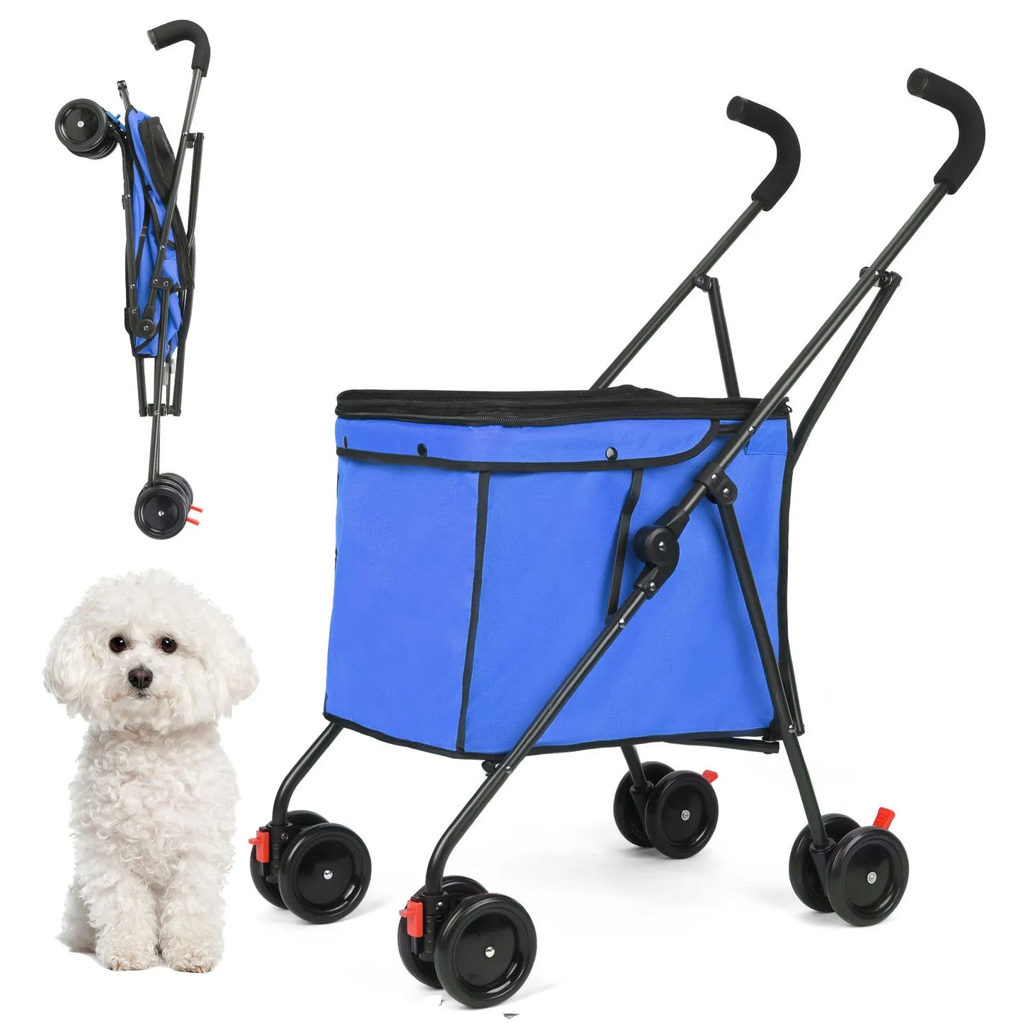 Wedyvko Shopping Trolley Dog Stroller 33lbs Four Wheel Cart