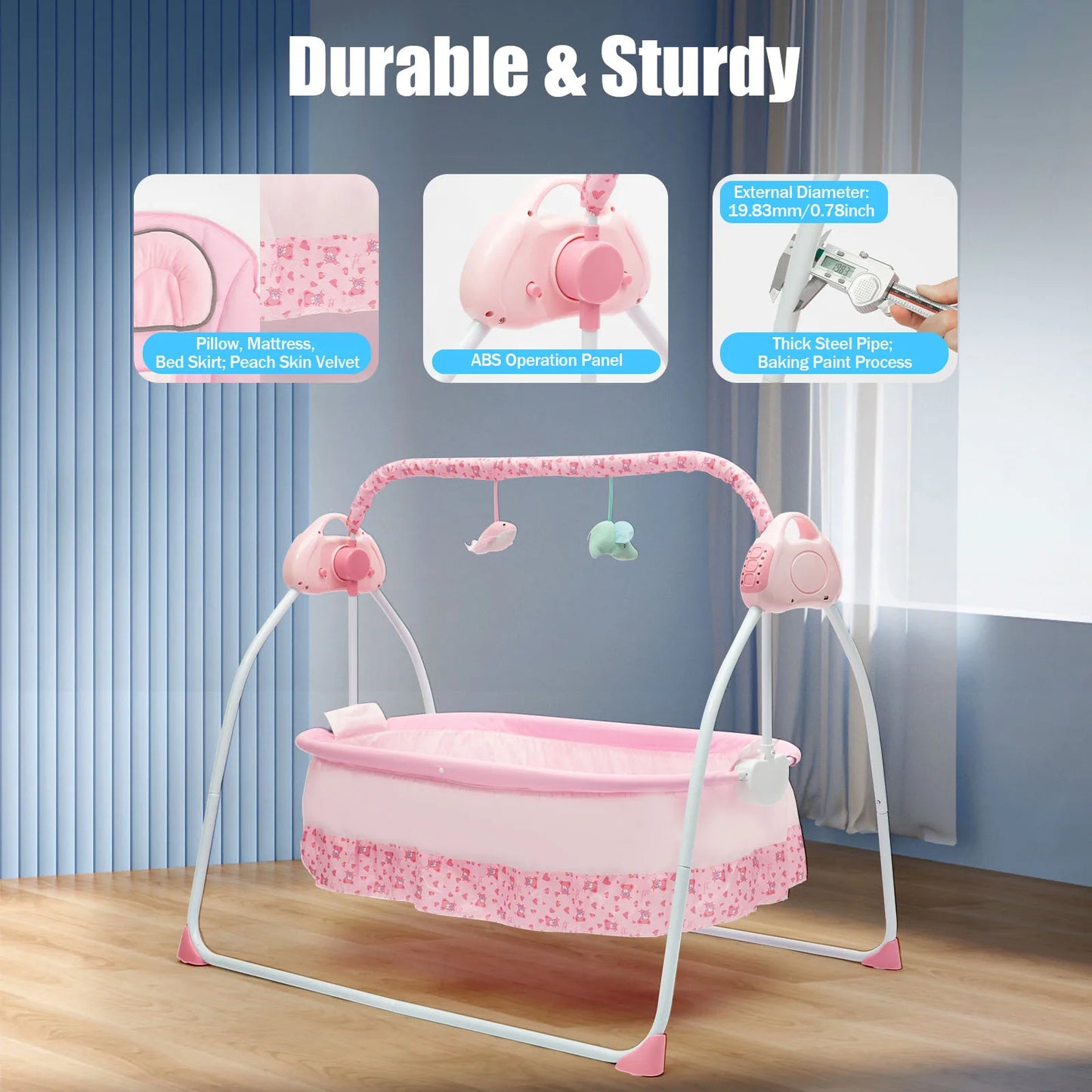 Hign Concerned Cradle Swing Bed Auto Rocking 5 Speed