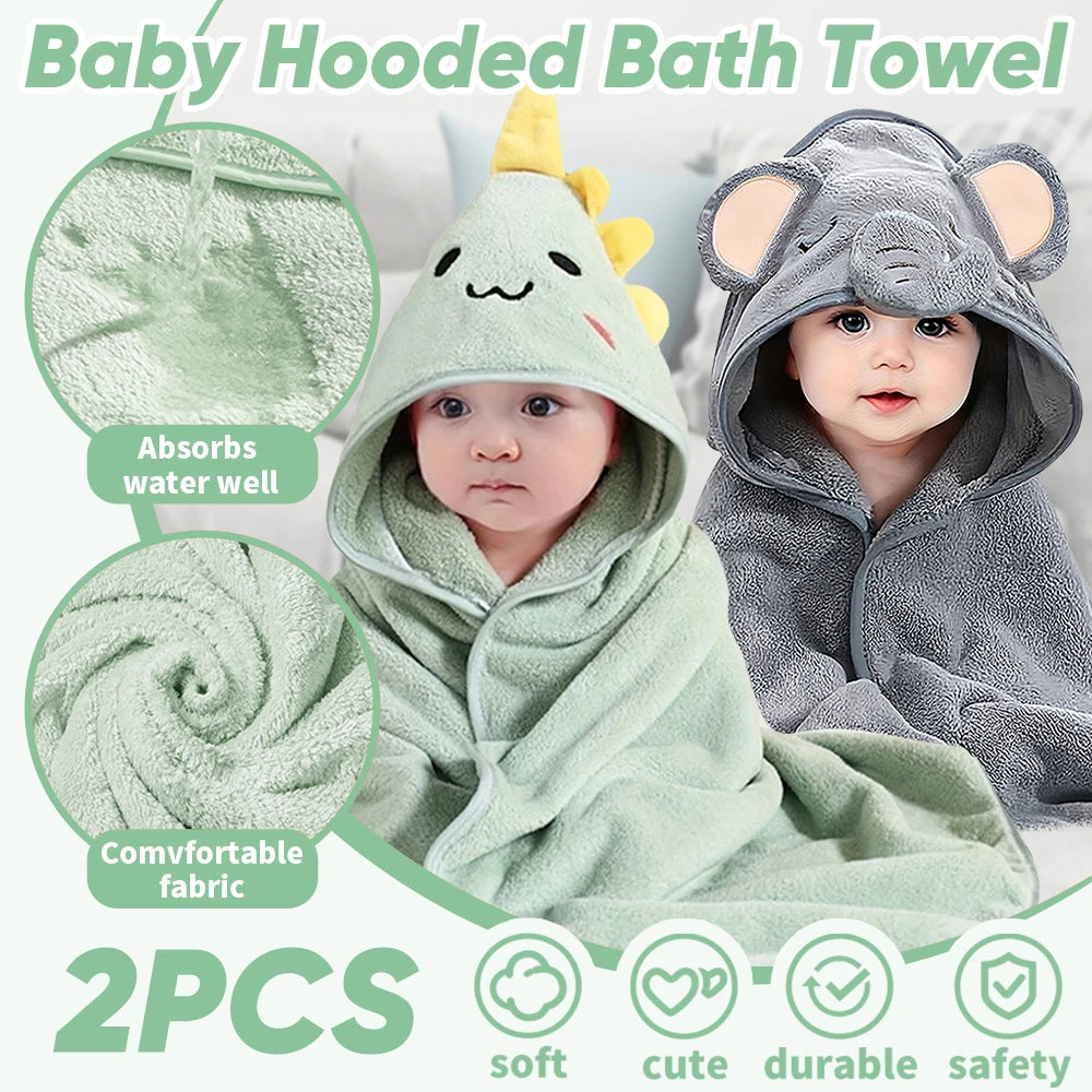 Soft Hooded Baby Towels for Newborns and Toddlers Cartoon Pattern