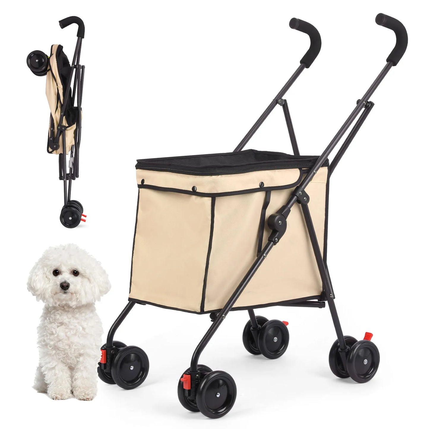 Wedyvko Shopping Trolley Dog Stroller 33lbs Four Wheel Cart