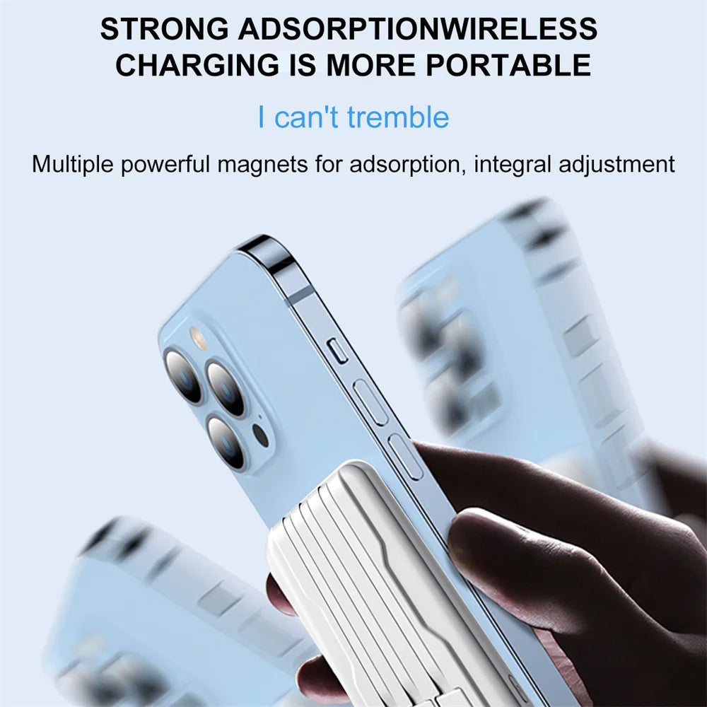 Magnetic Wireless 10000mAh Power Bank 15W Built In Cable