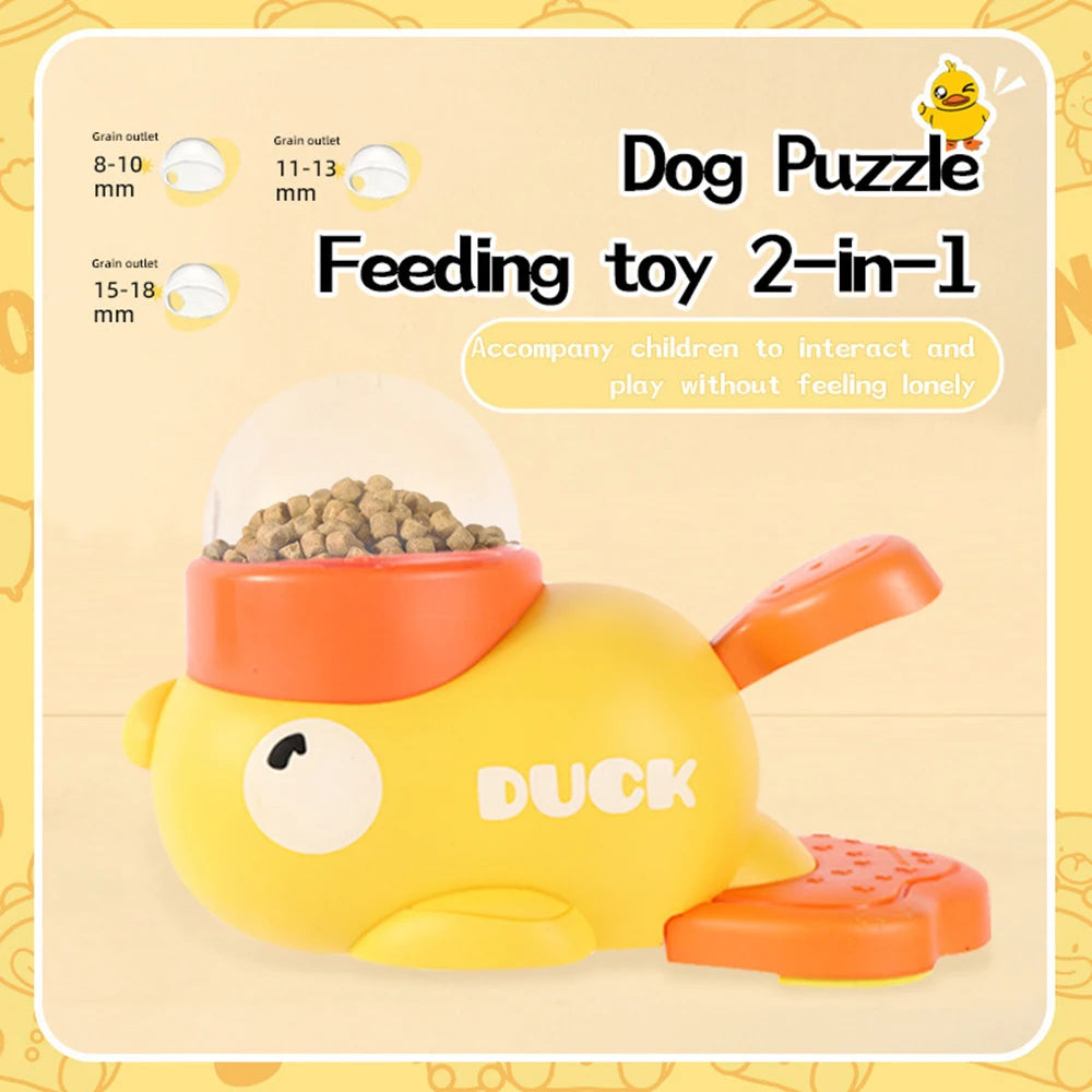 Duck Shaped Dog Puzzle Feeder Toy Interactive Treat Dispenser