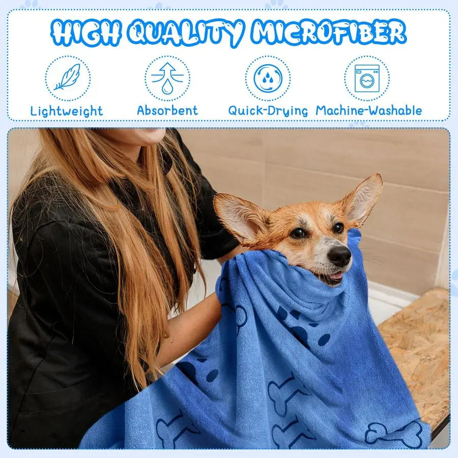 12 Pack Microfiber Dog Grooming Towels Quick Dry Absorbent Bath