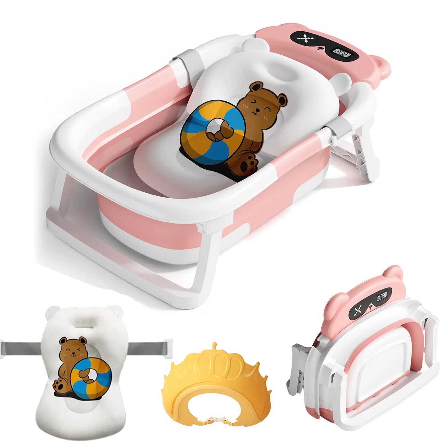 Baby Bath Tub with Bath Cushion and Thermometer