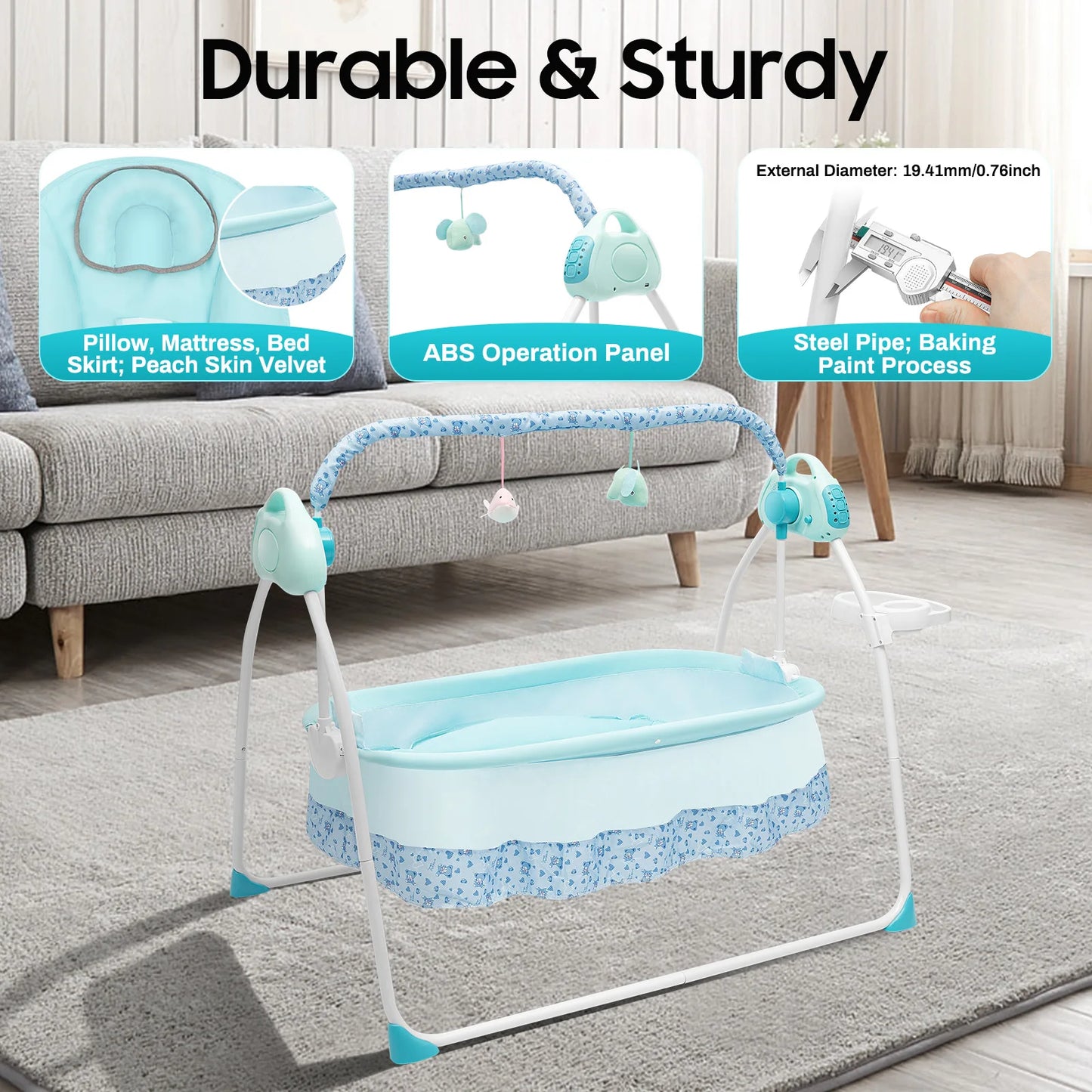 Hign Concerned Cradle Swing Bed Auto Rocking 5 Speed